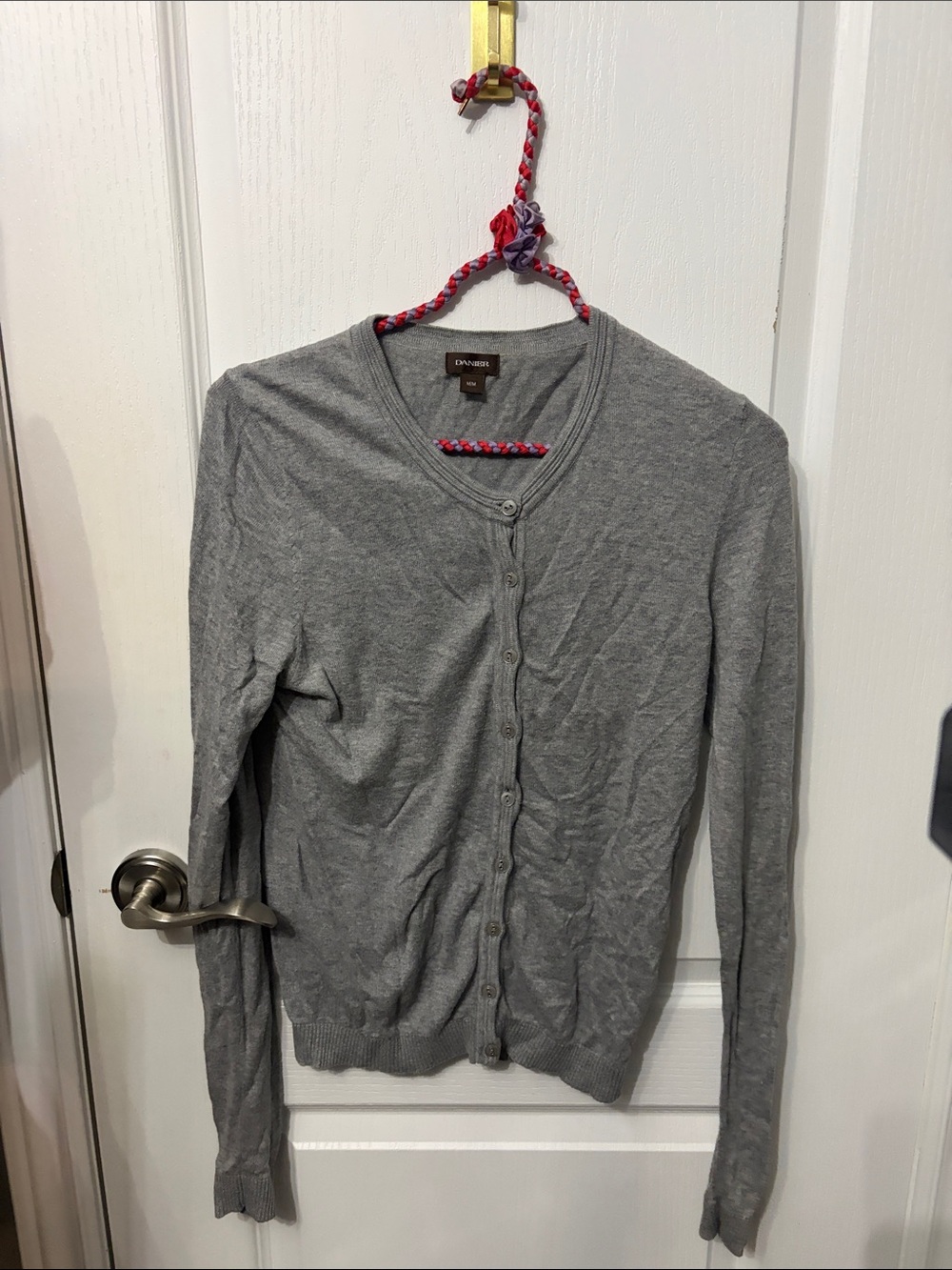 Danier Slim Fit Gray V-Neck Button Cardigan
